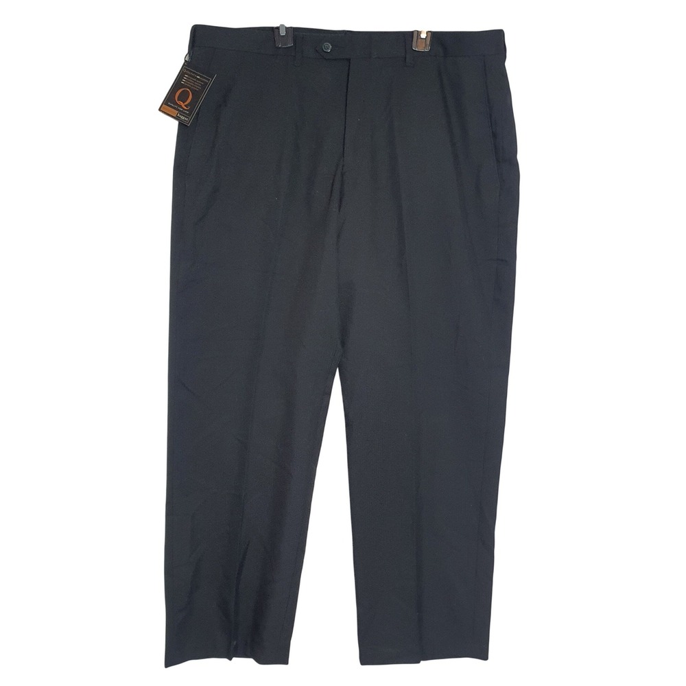 Haggar‎ Essential Business Dress Pants 38x29 Black Relaxed Fit Flexible Waist